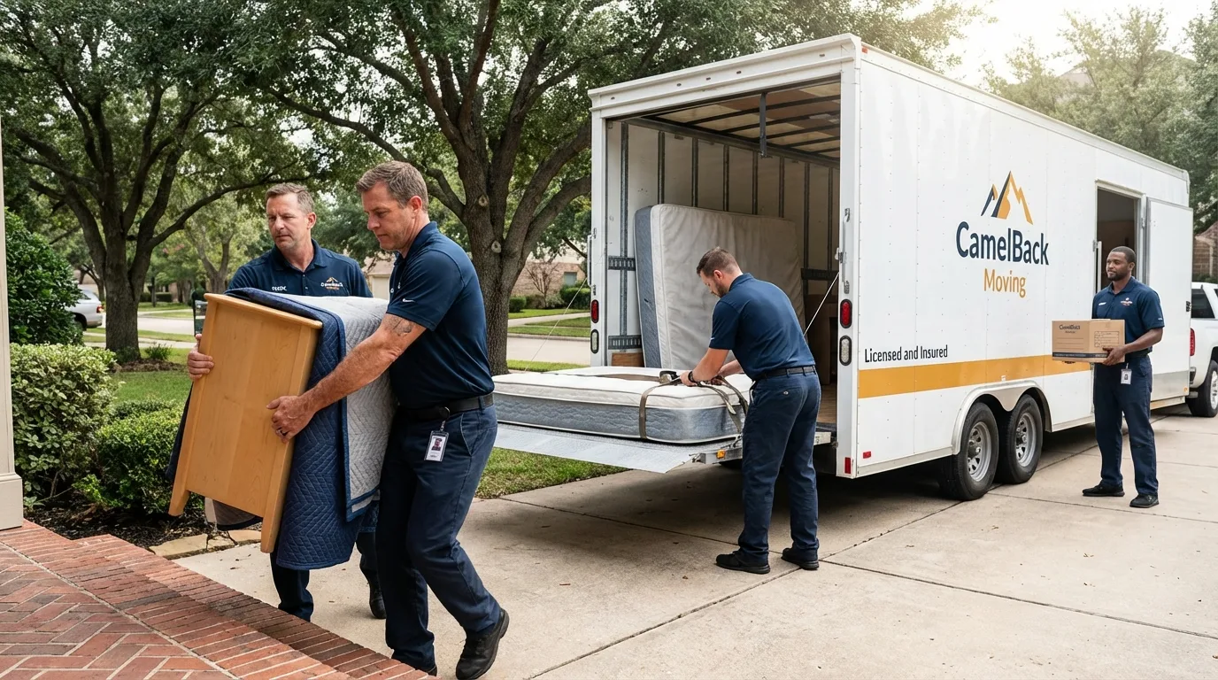 Crew loading residential truck for cross-state move from Jamaica Plain, MA