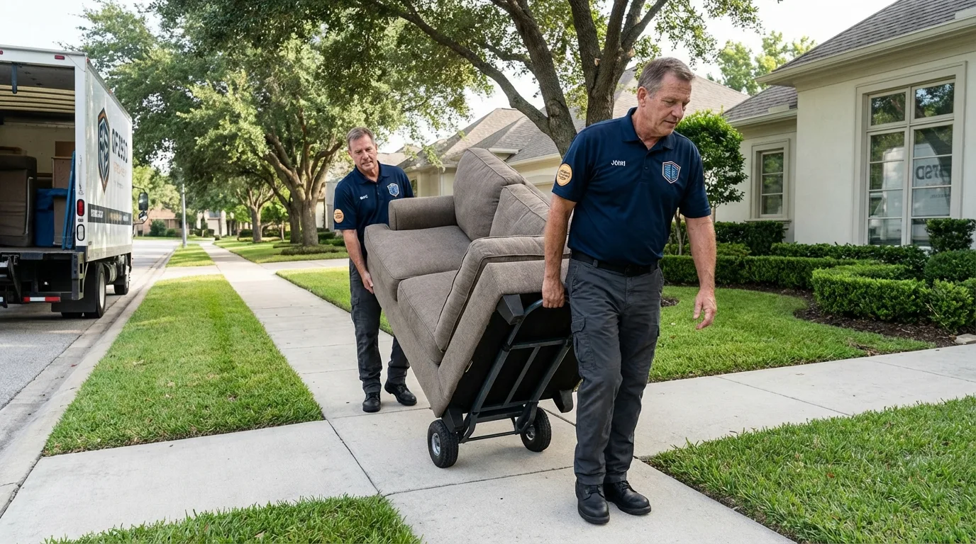 Local residential moving crew loading furniture in Jamaica Plain, MA